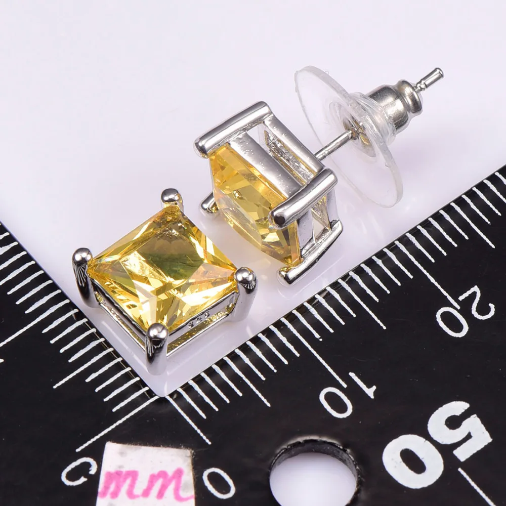 Новое поступление желтые серьги из серебра 925 пробы с бриллиантами PE39|earrings