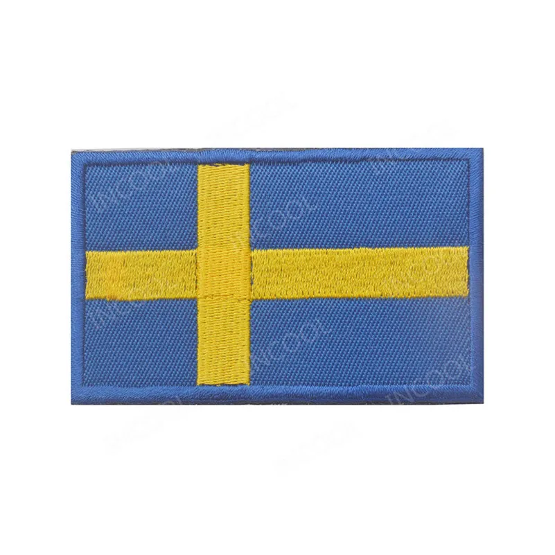Sweden Flag Blue Флаг Швеции Sverige вышивка патч Молон Labe череп армии военные тактические нашивки для поднятия боевого духа эмблема аппликации эмблемы с вышивкой - Цвет: Sweden Flag Blue