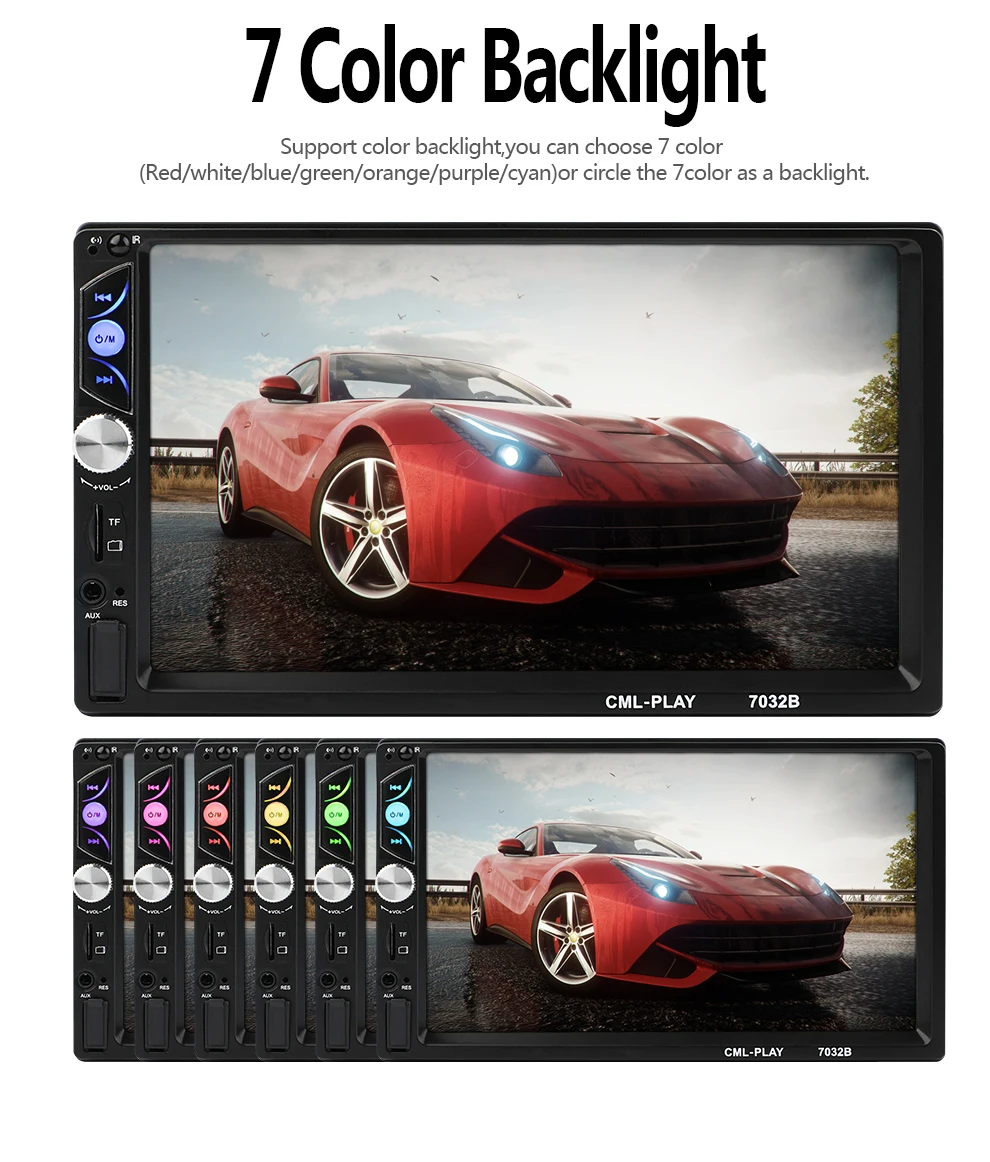 

7032B Car Multimedia Player Universal 7" Car Audio Stereo Player 2DIN Touch Screen Car Video MP5 Player BT TF SD USB FM Camera