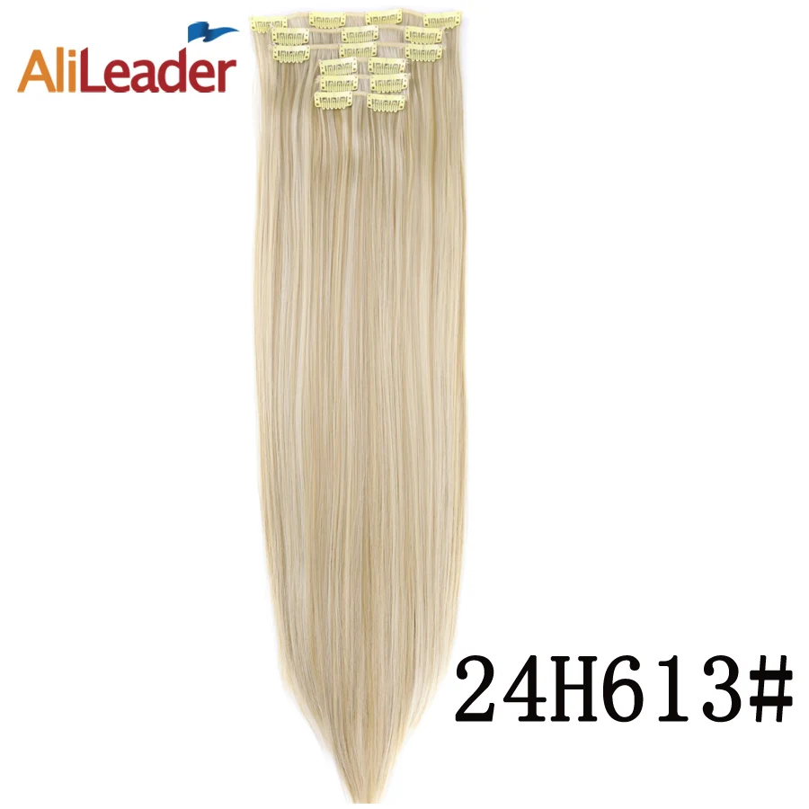 color24H613 Alileader, накладные волосы на застежке, 22 дюйма, накладные волосы на 16 Цвета для наращивания на всю голову, 16 клипс, волосы для наращивания на синтетические шиньоны для Для женщин 6 шт./компл. длинные волосы - Цвет: color24H613