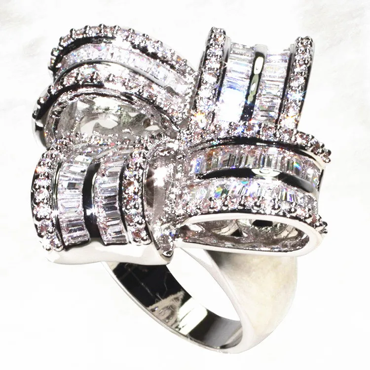 Квадратные лепестки дизайн большие кольца для женщин все сверкающие AAA + циркон 360