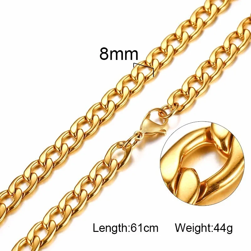 165-60G Заполненный твердый BOXCHAIN массивный CUBA LINK чокер Тяжелая Фигаро Цепь ожерелье из нержавеющей стали мужские женские ювелирные изделия - Окраска металла: 165-60G