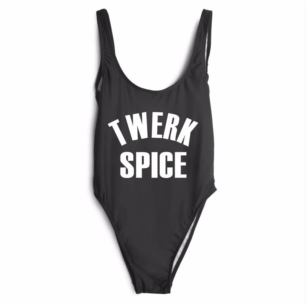 TWERK SPICE SWIMSUIT Bodysuit rompers jumpsuit women swimwear fashion suits bathing suit Form-fitting one piece Beachwear | Женская