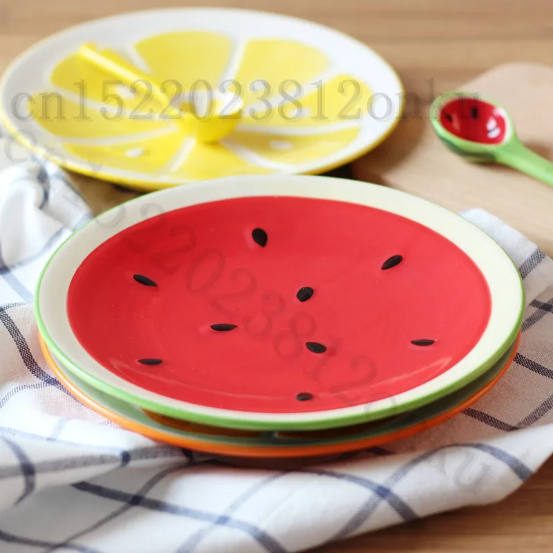 Керамическая тарелка с фруктовым принтом посуда поднос для завтрака кухня дом
