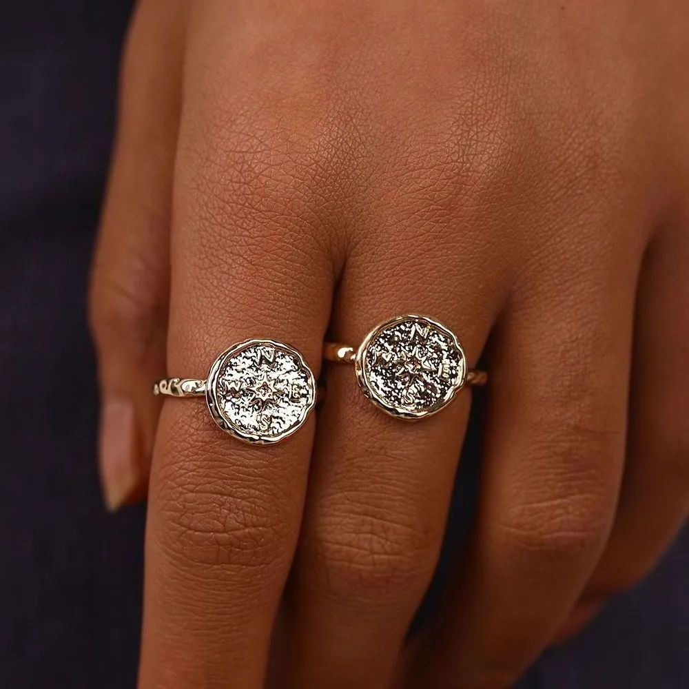 Женское кольцо с компасом Boho золотистое лучшие винтажные кольца для подруг