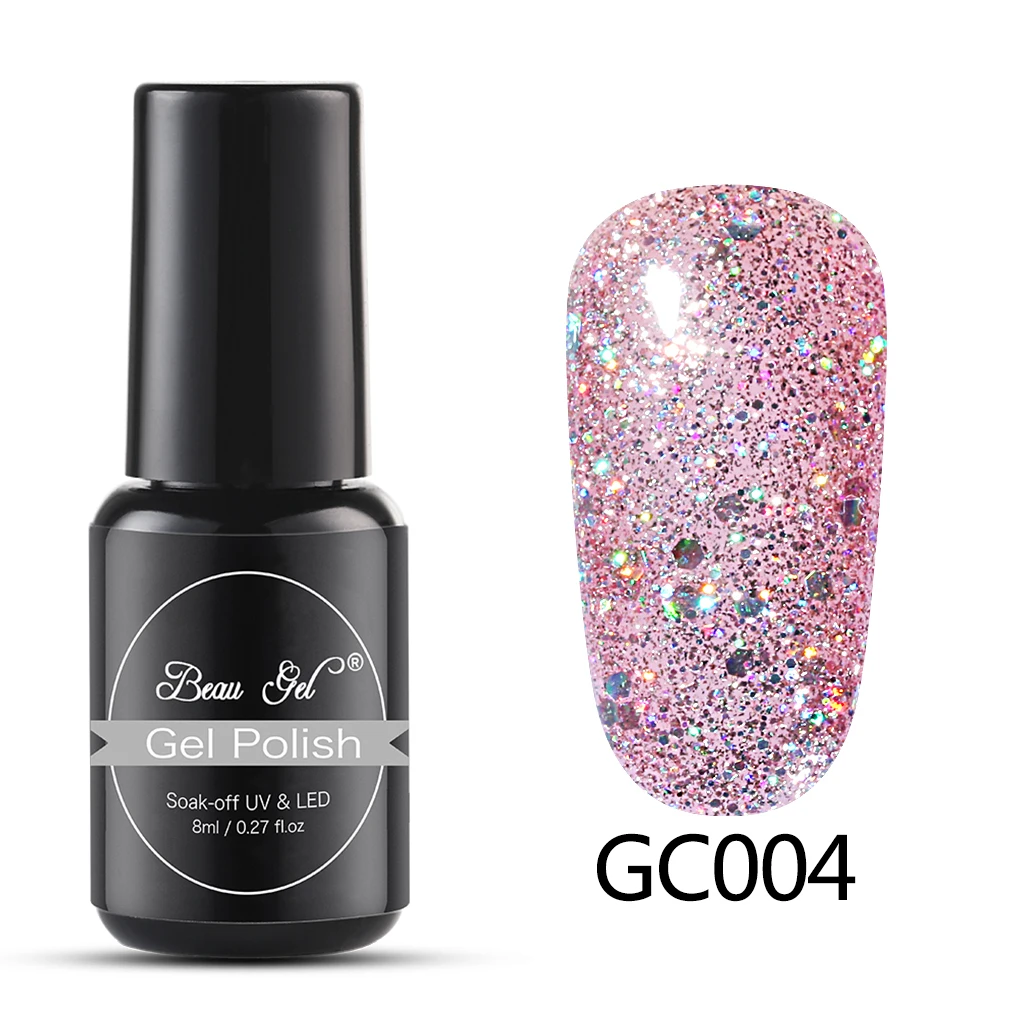 GC004 Beau гель 8 мл гель для ногтей бриллиантовый блеск с ультрафиолетовым свечением Гель-лак для ногтей светодиодный светильник гель лак Полупостоянный Гель-лак грунтовка для ногтей - Цвет: GC004