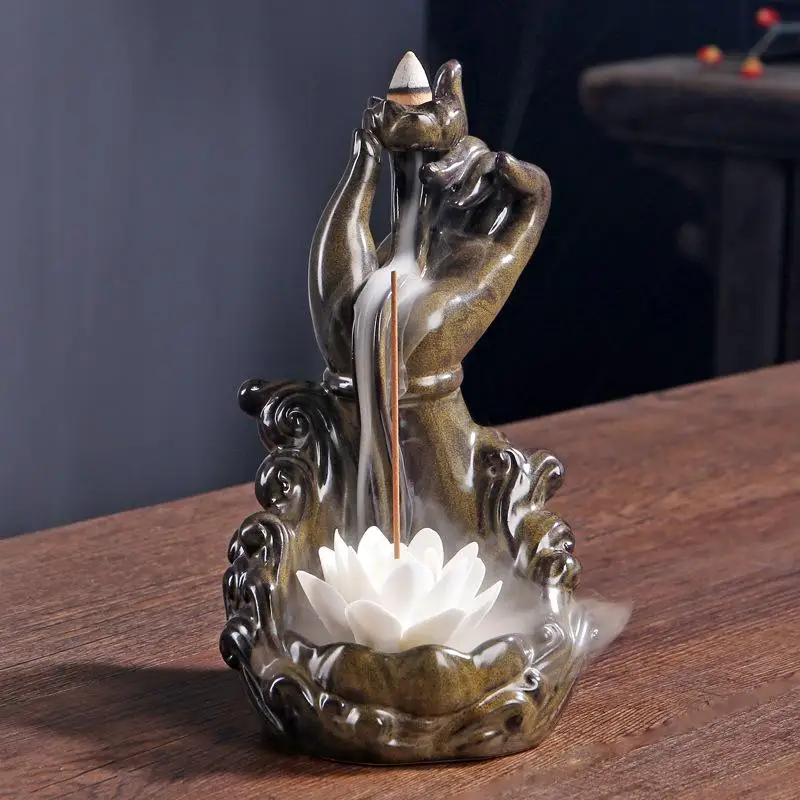 Керамика Buddha'S пассивное курение водопад обратного Ладан горелки медитации