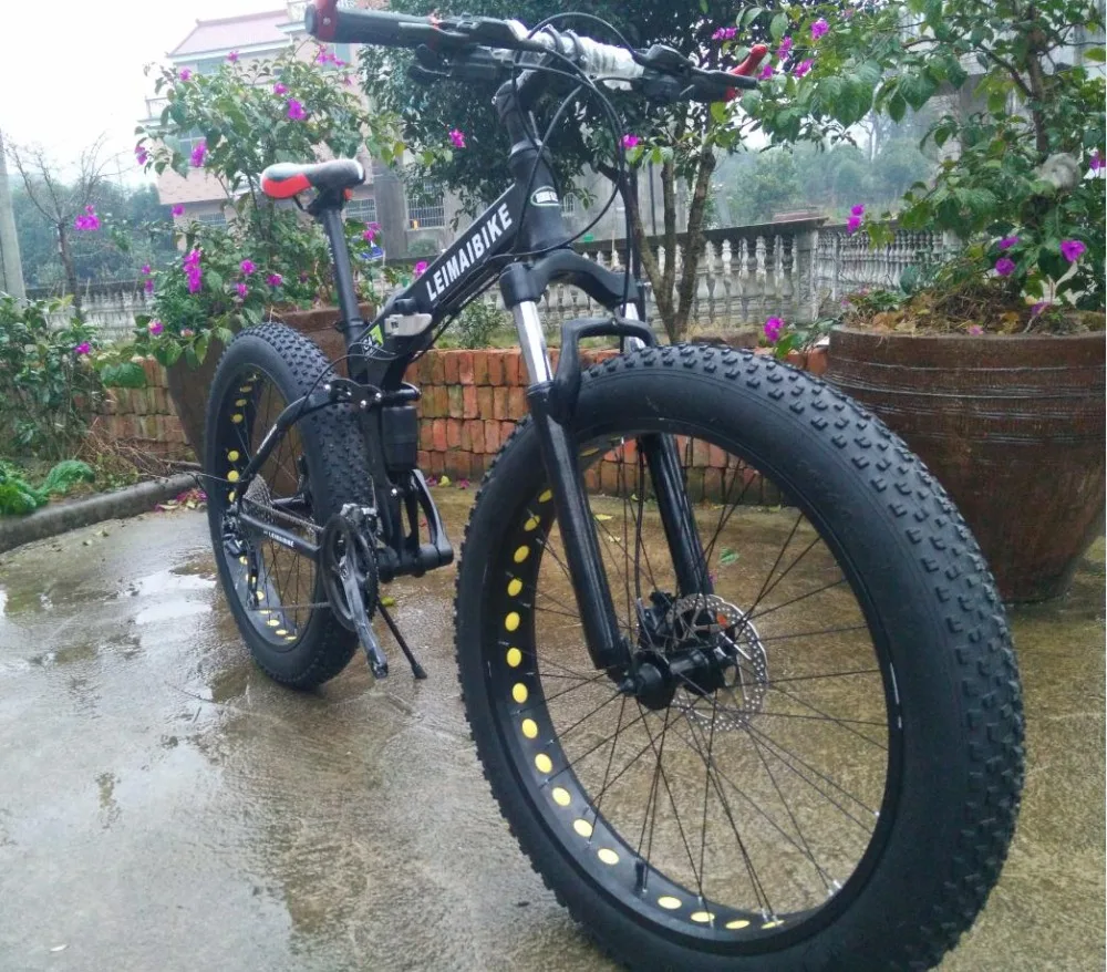 Kalosse Hydraulic brakes Soft-tail Aluminum alloy Folding bike 26*4.0 tires Fat bicycle snow 21/24/27/30 speed | Спорт и развлечения