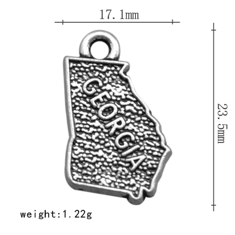 Серебряный цвет в форме Штатов Америки Карта Подвески для ювелирных изделий США