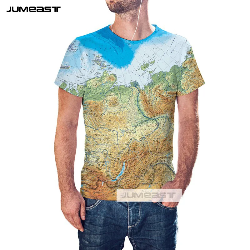 Футболка с 3D принтом Jumeast The World Map для мужчин/женщин Мужская футболка забавной