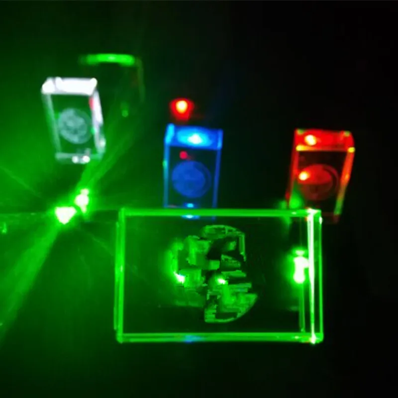 New hot transparent crystal usb with colour led light usb+box 4GB 8GB 16GB 32GB flash drive sticks (over 30 pcs free logo) |