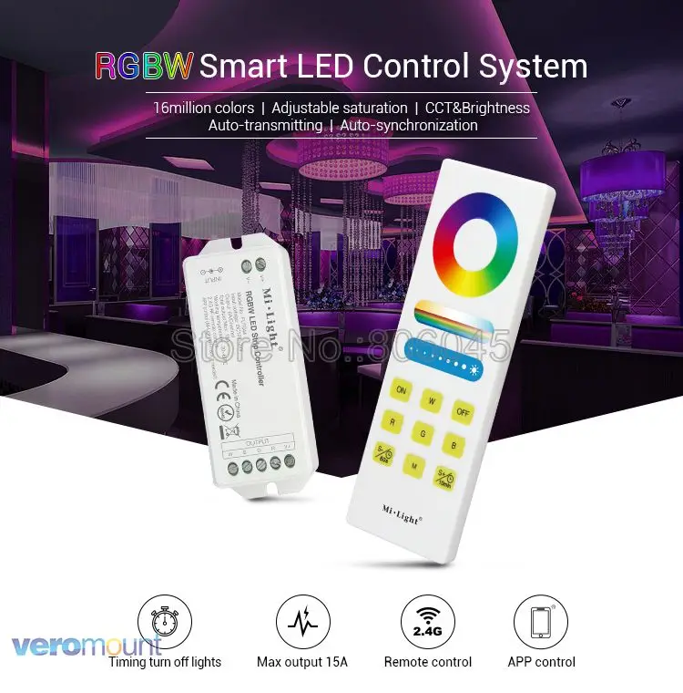 FUT044A DC12V 24 В 15A mi. Светильник RGBW светодиодный контроллер с 2,4G беспроводной функцией синхронизации дистанционная работа с RGBW светодиодный светильник