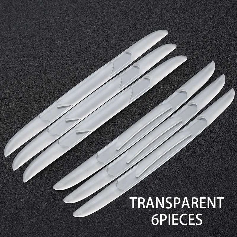 Transparent 6PCS Защита края двери автомобиля, защита от царапин, резиновая наклейка, авто зеркало заднего вида, передний задний бампер, защитная пленка, универсальная отделка - Цвет: Transparent 6PCS