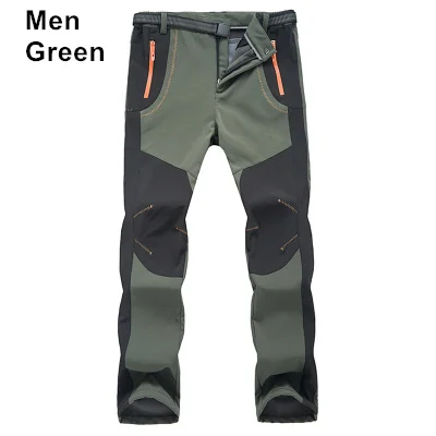 Men Army Green RAY GRACE мужские водонепроницаемые треккинговые брюки зимние уличные брюки мужские флисовые походные охотничьи рыболовные горные брюки спортивные женские - Цвет: Men Army Green