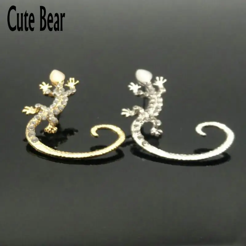 Милый медведь 1 шт. готический панк кристалл ящерица уха манжеты для Для женщин