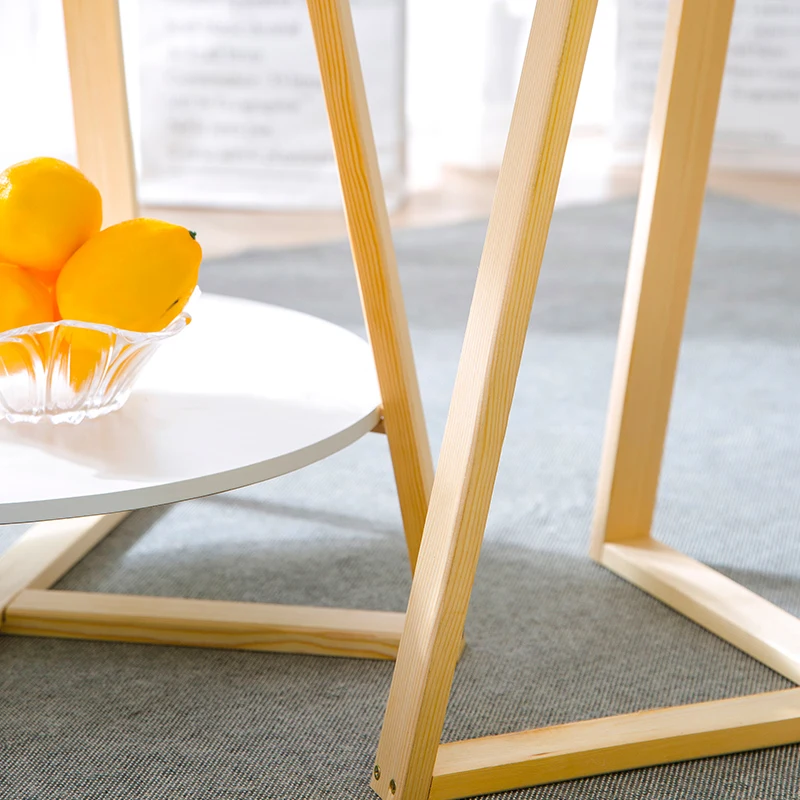 

Nordic modern coffee table table living room solid wood legs tea table creative bedroom bay window round small table ZP7111546