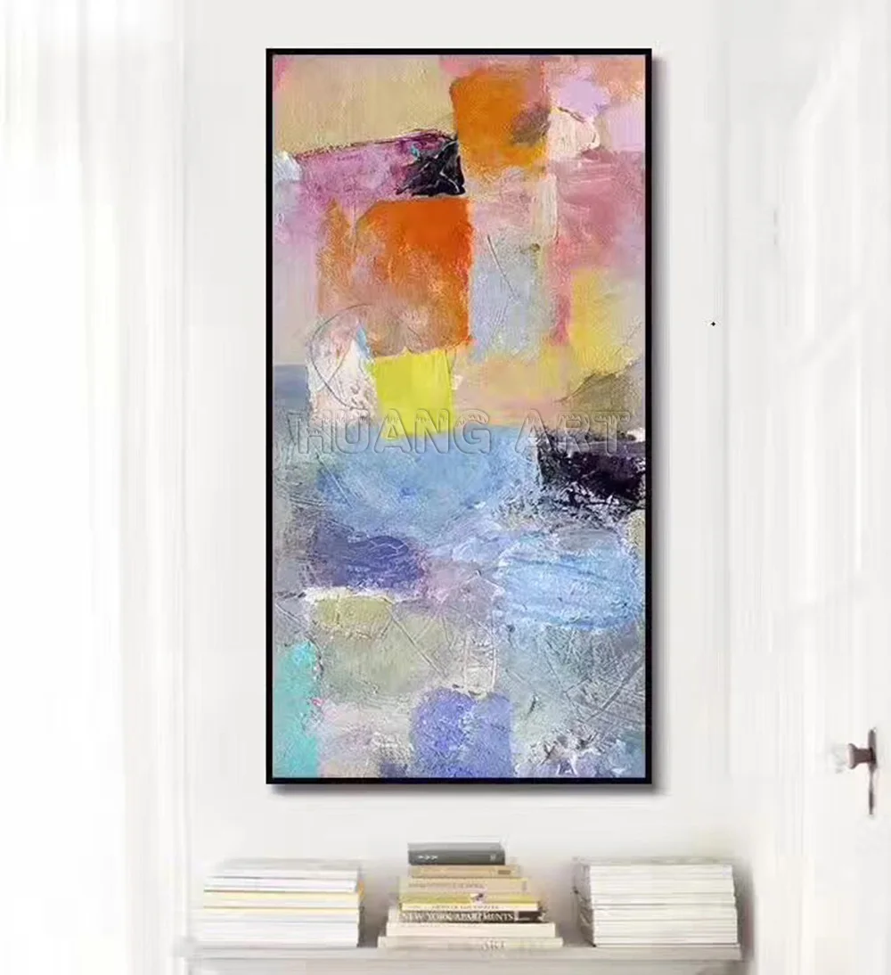 Цветная абстрактная картина маслом на холсте для гостиной настенный Декор 100%
