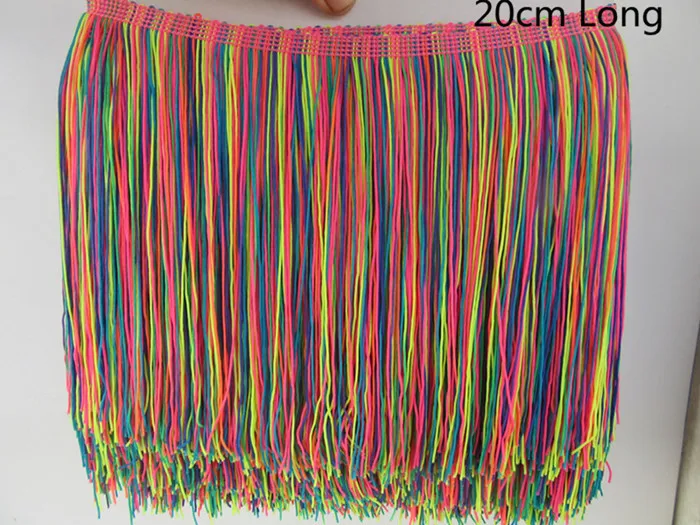 Mixed color 20cm 1 ярдов 10-20 см длинная кружевная бахрома отделка полиэстер кисточка бахрома отделка для Diy латинское платье сценическая одежда аксессуары кружевная лента - Цвет: Mixed color 20cm