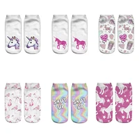 deanfire new arrival kawaii flamingo unicorn 3d printed cartoon womens low cut ankle socks novelty casual socks
