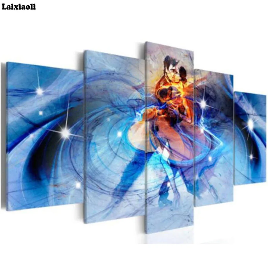 

5 pcs Dream Wall painting Romantic Couple Dance diamond embroidery mosaic Abstract picture diamond painting Room Home Decoration
