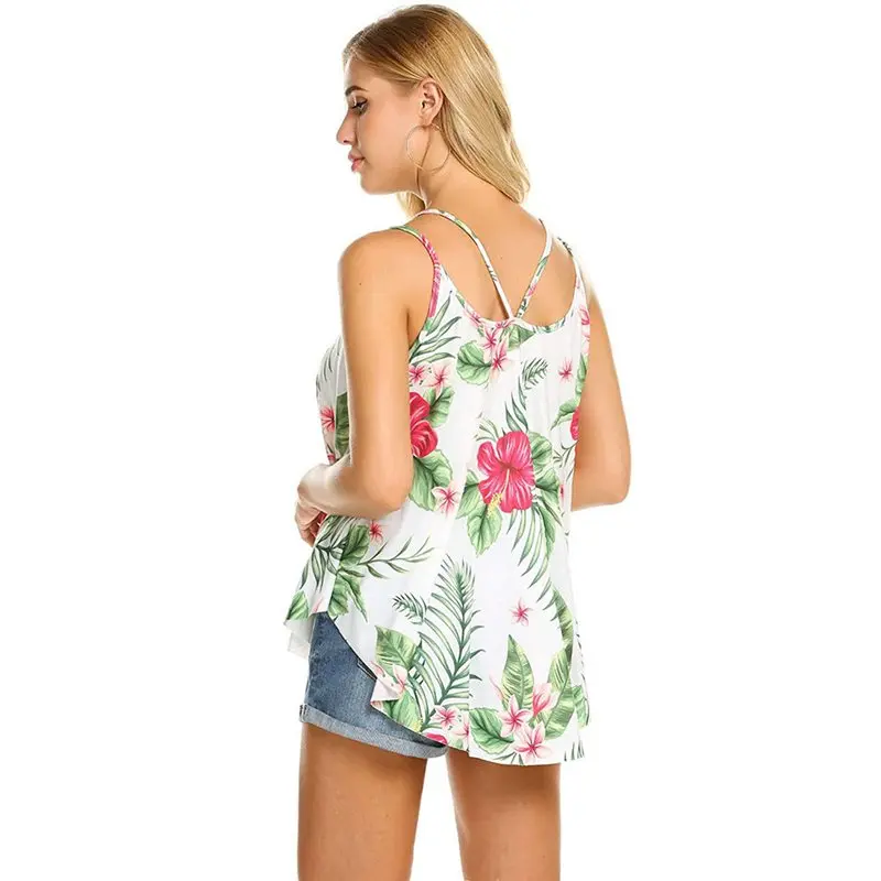 Женские сексуальные пляжные топы элегантный милый цветочный принт Boho Лето 2019