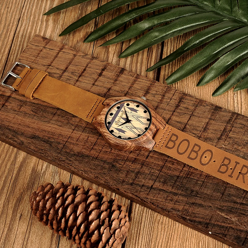 BOBO BIRD WO30 классические деревянные часы Зебра кварцевые часы с фирменным дизайном кожаные ремешки relojes mujer marca de lujo