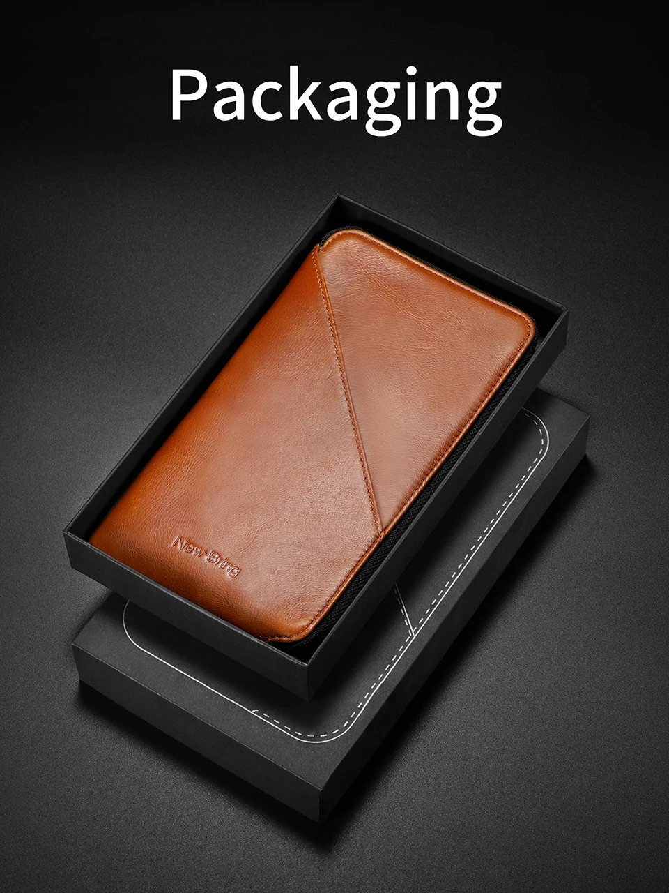 NewBring кошелек из натуральной кожи Длинный портмоне держатель для карт клатч