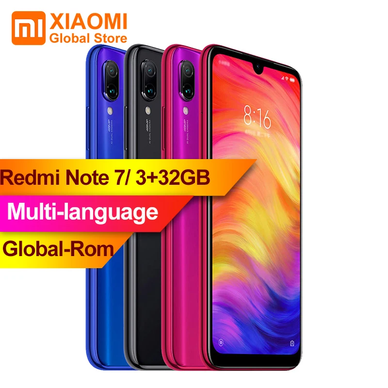 XIAOMI Redmi Note 7 смартфон с восьмиядерным процессором S660 ОЗУ 3 ГБ ПЗУ 32 4000 мАч 6 дюйма