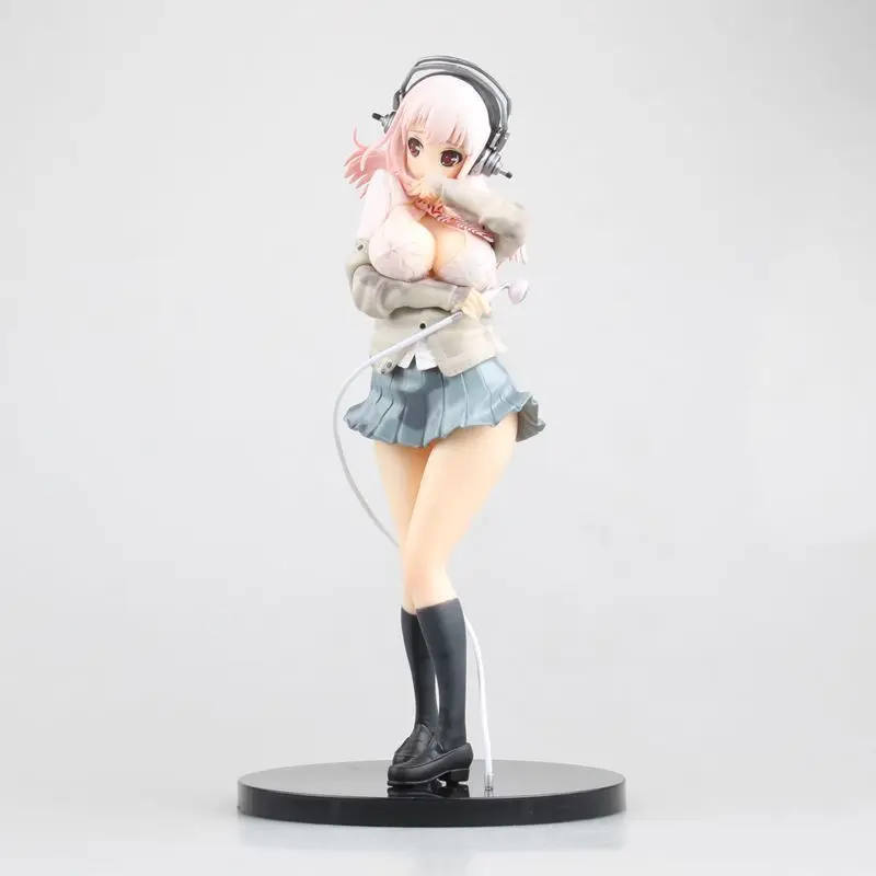 Without Retail Box Аниме сексуальная фигура супер Sonico зима вер. Предварительно окрашенные ПВХ Фигурки Коллекционная модель игрушки куклы 27 см серые цвета - Цвет: Without Retail Box