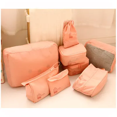 

8 Pieces Travel Organizer Set Pink Women Luggage Travel Bags Travel Accessories Clothes Underwear Cosmetic Shoe Sorting Bags