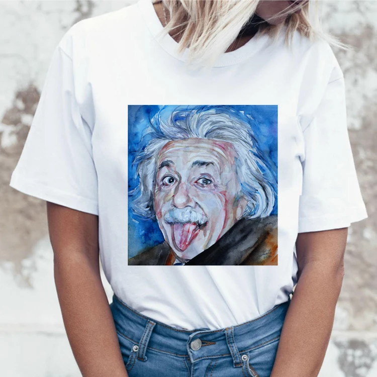 1st изображение Черный Милая дырявая футболка для женщин Забавный Эйнштейн E = MC2