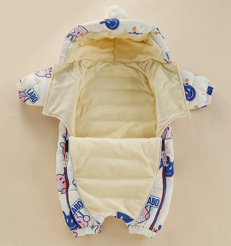 Newborn Baby Girl Down Romper 2018 New Winter Boy Thicker Hooded Overall Outfit 1piece Child Warm Clothes 6m 1t 2t 3t | Детская одежда