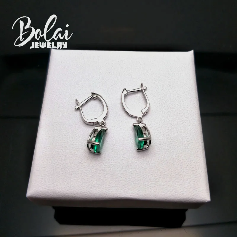 Bolaijewelry, созданный Зеленый Изумруд Серьги Груша 6*9 мм серебро 925 пробы ювелирные изделия для женщин лучший подарок