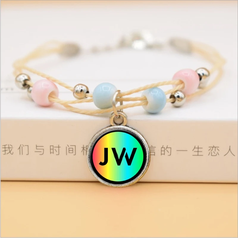 JW. ORG браслет, цветок, стеклянные кулоны подвески керамические браслеты из бисера для женщин, девочек, религия, ювелирные изделия - Окраска металла: 7