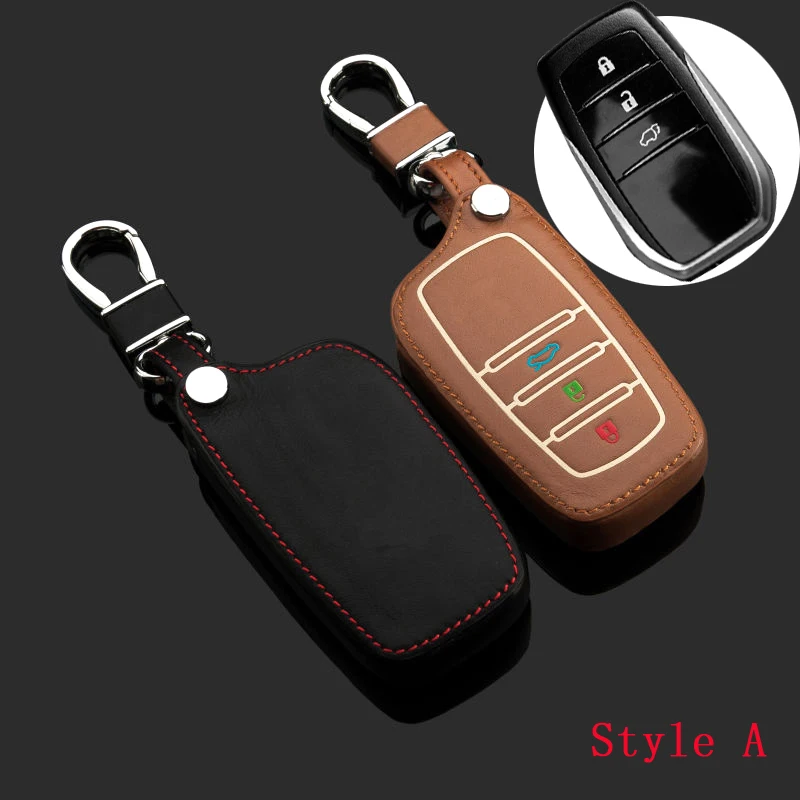 Светящаяся кнопка кожаный чехол для автомобильного ключа кольцевая цепь Toyota