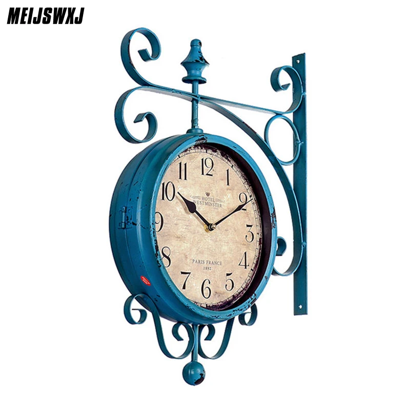 Двухсторонние настенные часы кованые цифровые Relogio De Parede Horloge Murale Saat Klok|de pared|side wall