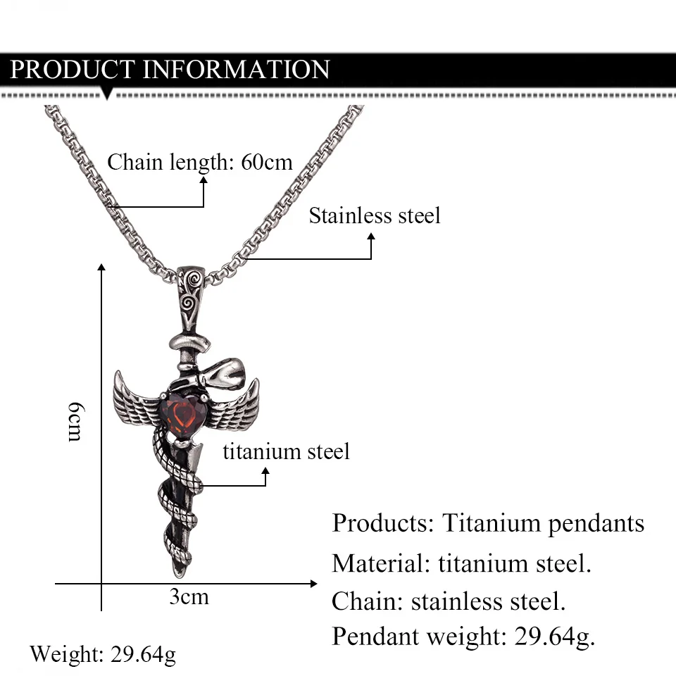Personality Men's Vintage Stainless Steel Titanium Pendant Necklace Male Trendy Punk Charm Chain Necklaces Jewelry Accessories