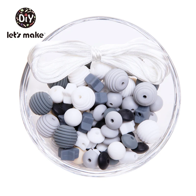 Silicone Beads 100pcs Screw Thread Carved Shaped Silicone Teether Beads Mini Star DIY Nursing Jewelry Accessories Beads Set