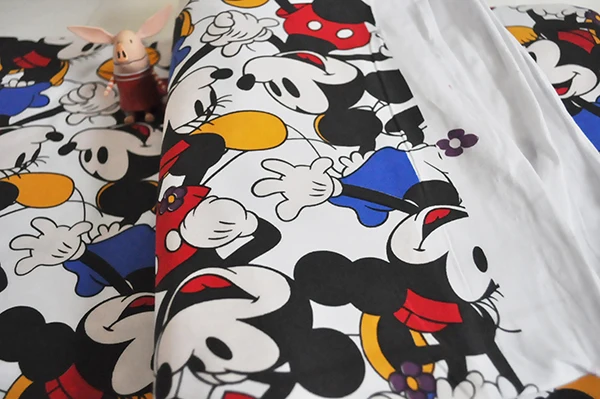 Милый Микки Маус Минни лайкра хлопок Скрапбукинг Лоскутная Ткань Tecidos Para Artesanato DIY