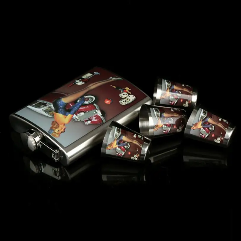 Бесплатная доставка креативная плоская фляжка из нержавеющей стали фляжки для