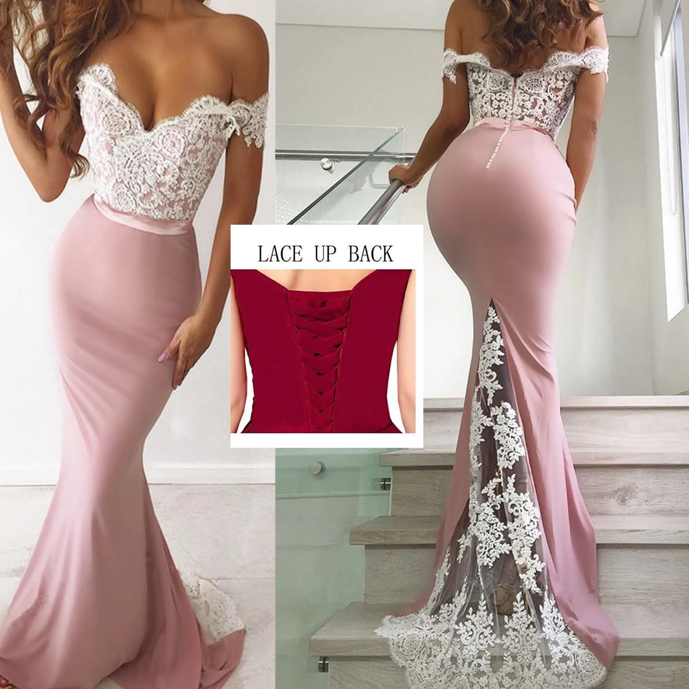 

Elegant High Quality Modest 2019 vestido madrinha Off The Shoulder Chiffon Appliques Sheath Sweep Train bridesmaid dresses