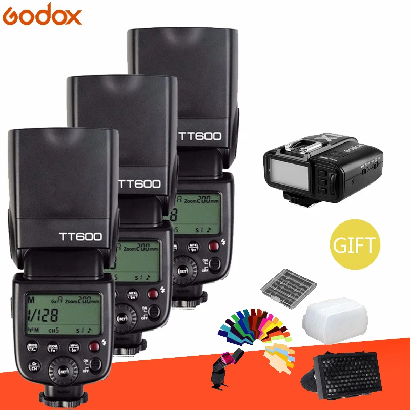 Godox 3 шт. TT600 2,4G Беспроводная вспышка для камеры+ X1T-Transmitter беспроводной триггер для вспышки для Canon Nikon фужи Олимпус sony