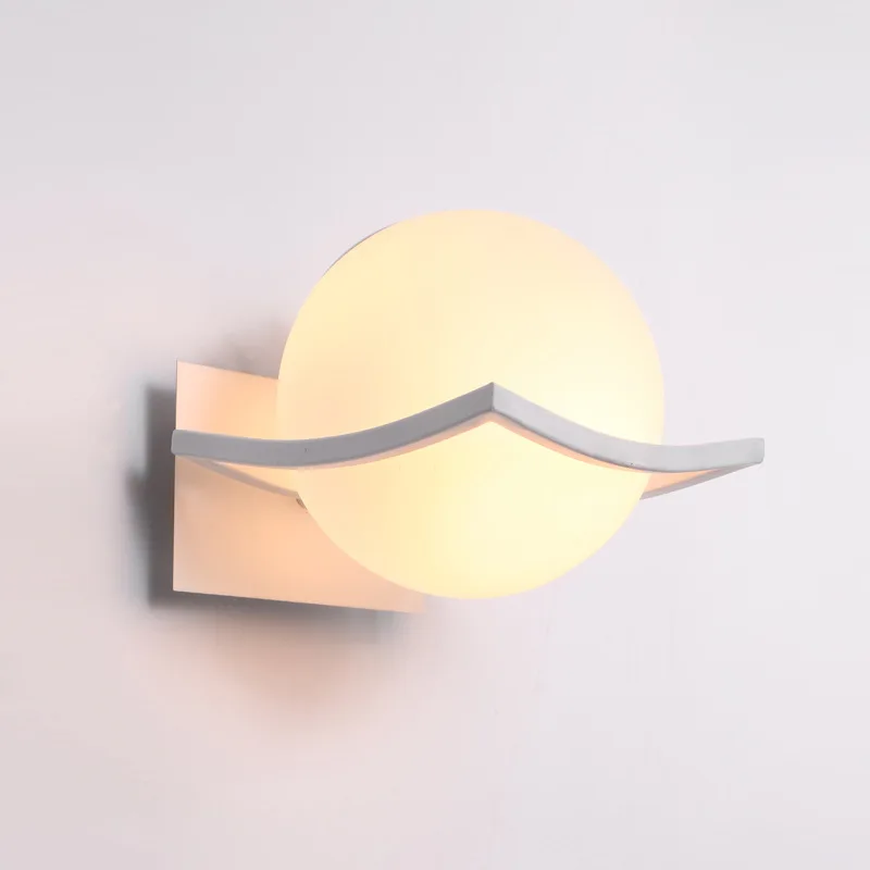 Glass Wall Light Modern Bedside Sconce White Ball Lampshade Indoor Lighting Fixture for Living Room Bedroom | Освещение