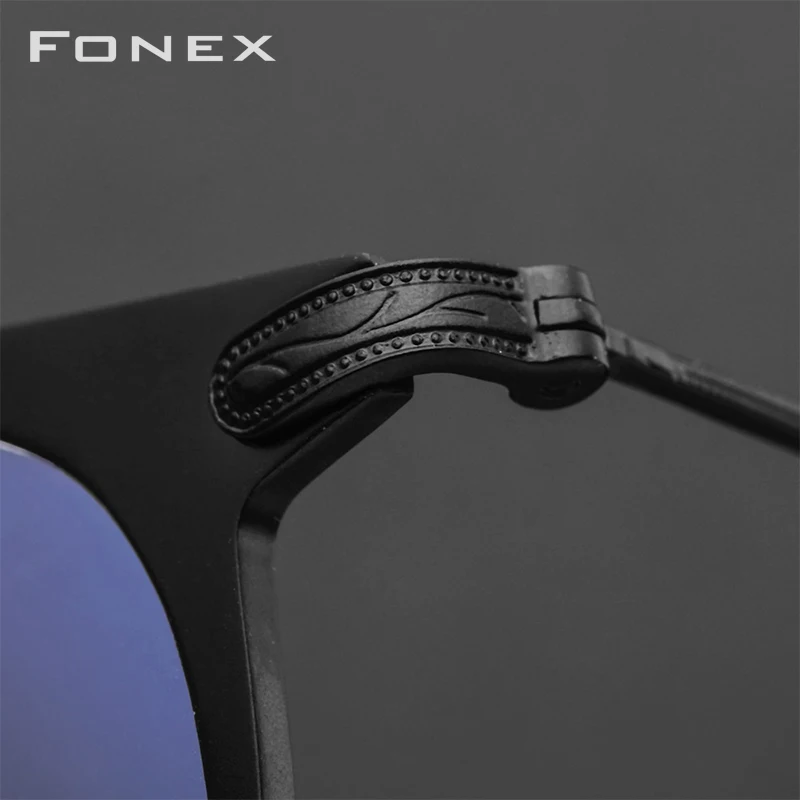 FONEX, оправа для очков из чистого титана, мужские поляризованные солнцезащитные очки на застежке, оправа для очков по рецепту, женские круглые оптические очки 502