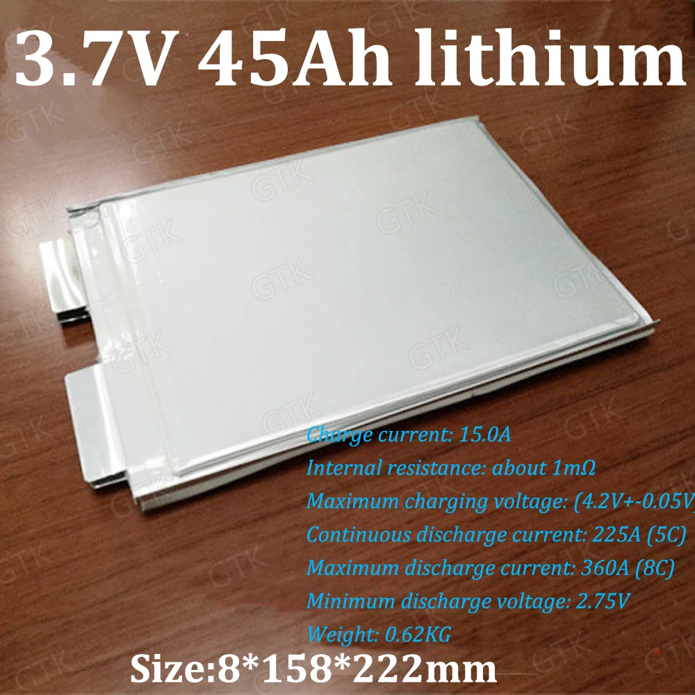 GTK lipo 3 7 v 45ah литий полимерный аккумулятор 5C 225A разрядка высокая скорость для diy 12v