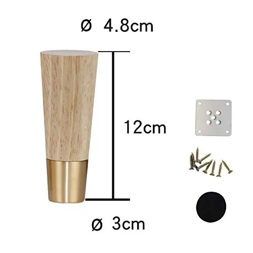 12cm 4 шт. твердые деревянные ножки для мебели прямой конус диван стол ноги Чистая медь защитный чехол диване комод кресло ноги дуба дерево - Цвет: 12cm