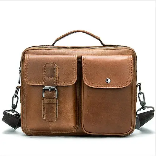 mens genuine leather computer bag men leather bag men vintage business briefcase for mens briefcase laptop bags aktentasche 8592 - Цвет: 8592B2Brown
