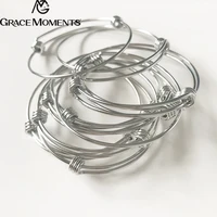 4pcslot grace moments stainless steel 60mm blank bangle bracelet 1 8mm thick expandable wire bracelet accessory diy jewelry