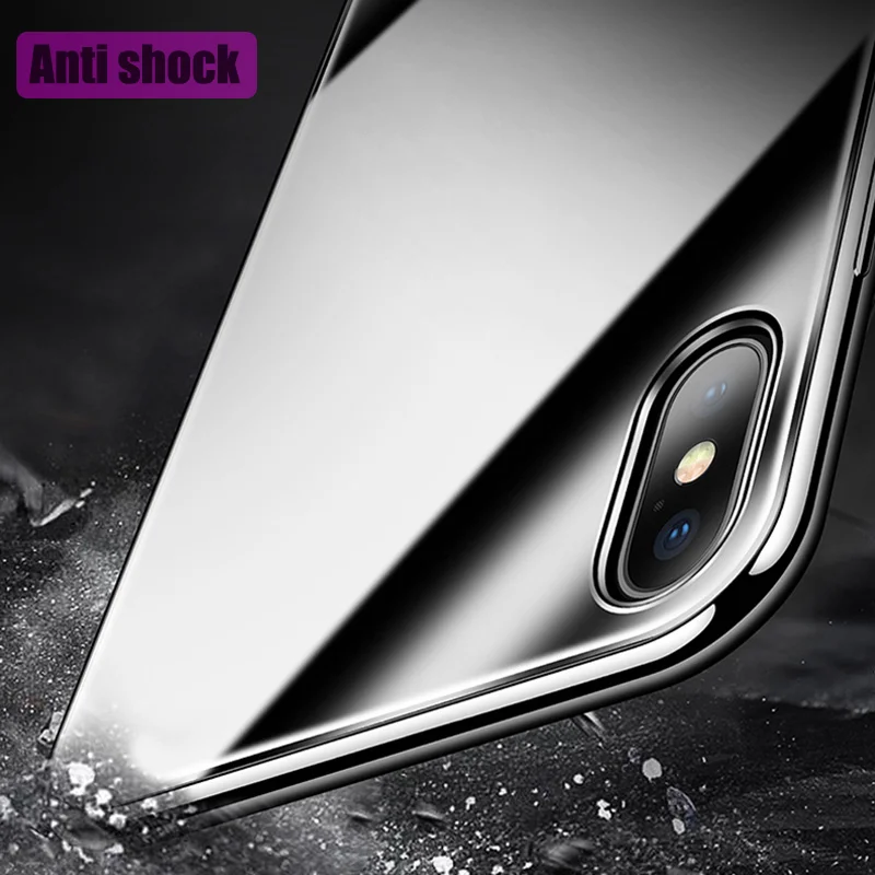BFOLLOW Luxury Mirror Case for iPhone X 10 Tempered Glass Back + TPU Plating Frame Cover Coque Fundas |