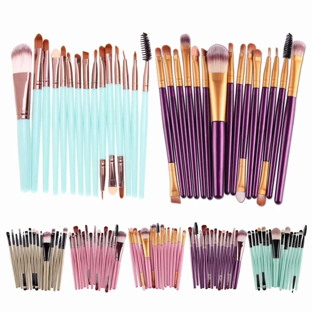 Набор кистей для макияжа 15 шт. кисти теней бровей ресниц основы пудры макияжа|brochas